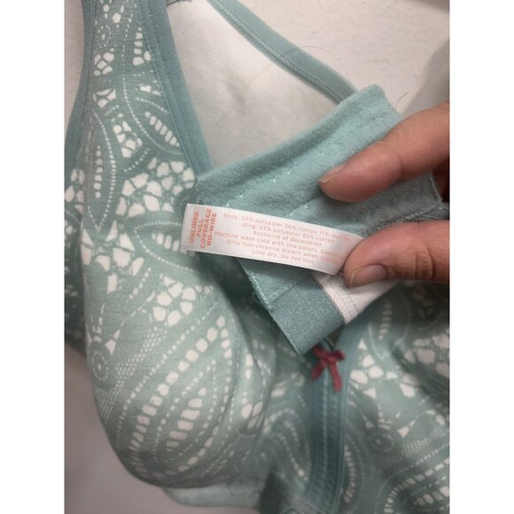 Cacique 44DD Wireless Full Coverage Bra Light Blue Lace Polyester/Cotton Blend - Picture 2 of 9